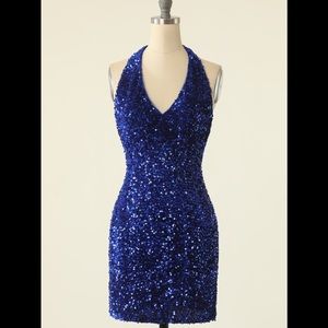 Royal Blue halter mini dress size 12 wear it for homecoming, banquet, etc!